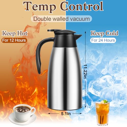 2 PCS 68 OZ Thermal Coffee Carafe (Silver / 68 oz)
