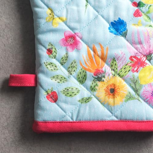 Maison d'Hermine Oven Gloves 100% Cotton Oven Mitt (093 - Jardin D'ete - Mint / 7.5" x 13" (Oven Mitt))