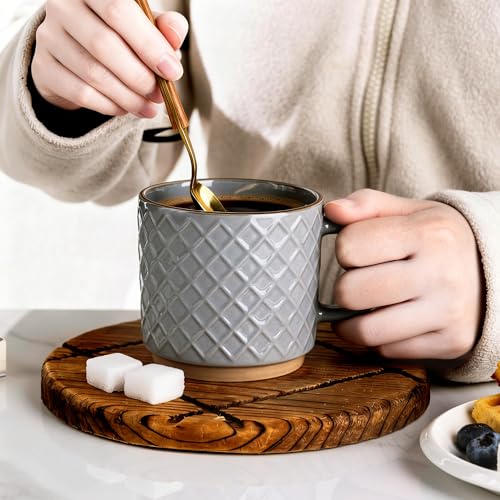 8 OZ Stackable Coffee Mugs Set of 4 (Gray / 8 Ounces)