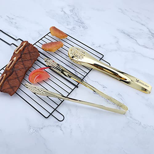 Stainless Steel Buffet Tongs (Gold 11" Serving Tongs)
