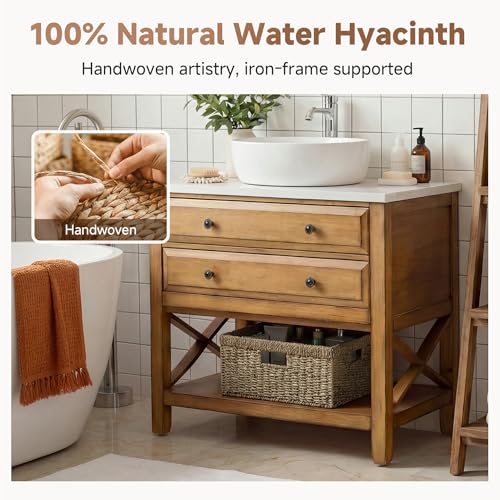 Wicker Storage Baskets for Shelves (Natural (Seagrass) / 15"L x 11"W x 6¾"H)