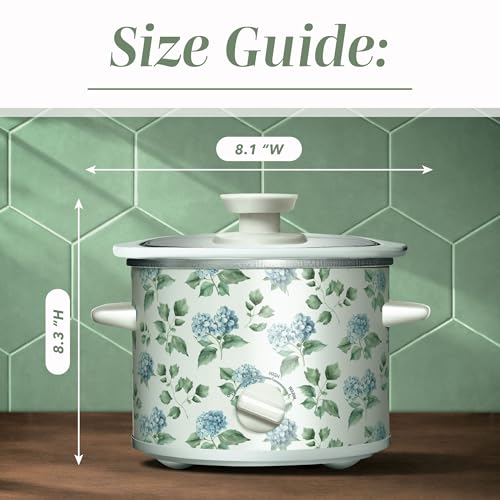 2QT Mini Electric Round Slow Cooker (Floral Blue/Green / 2 Quarts)