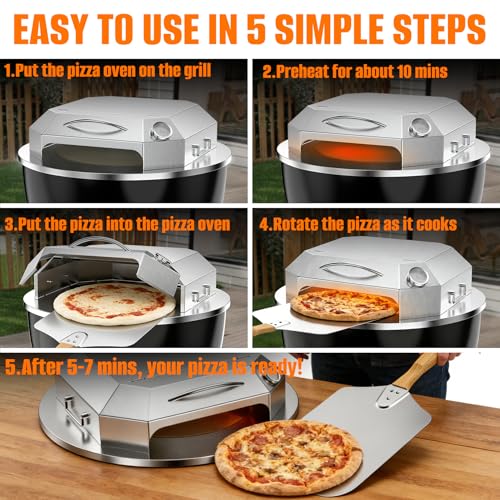 Stainless Steel Pizza Oven Kit for 22 Inch Charcoal Kettle Grilll