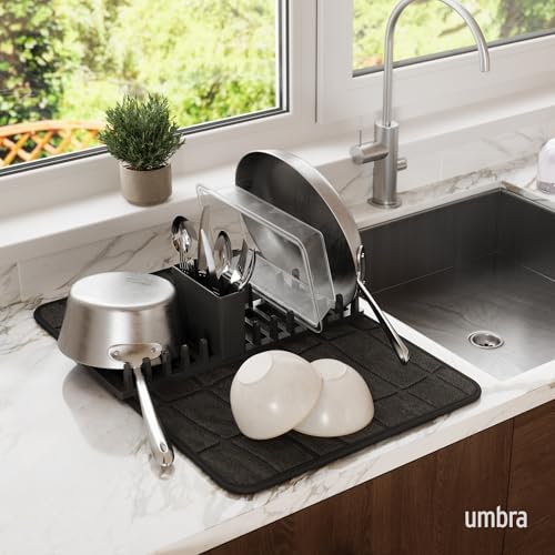 Udry Dish Drying Rack with Microfiber Mat (24" x 17" / Black)