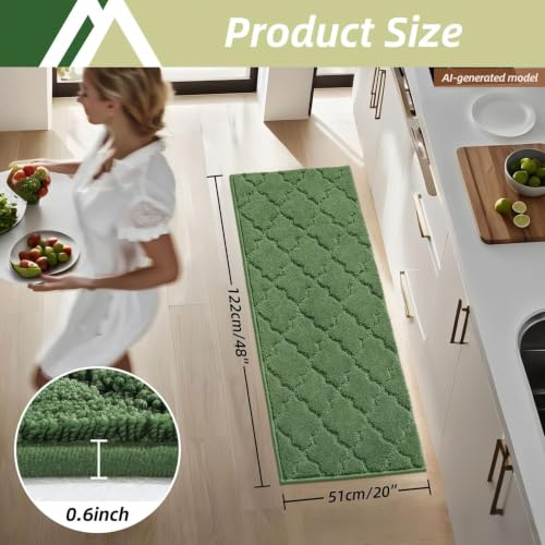 Kitchen Rugs Non Slip Washable 20"x48" (7 Sq Ft)