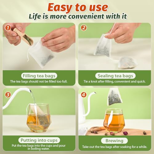 Empty Tea Bags for Loose Leaf Tea (White-300PCS)