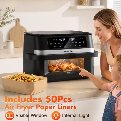 12QT Dual Basket Air Fryers with Dvider & 50PCS Paper Liners (12 Quart)