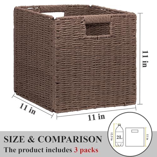 Wicker Storage Baskets for Organizing (Brown 11 inch)