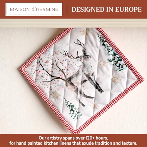 Pot Holders 100% Cotton Potholders (116 - Rural Christmas / 8" x 8" (Pot Holder Pack of 1))