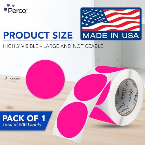Neon Pink Round Circle Dot Sticker 3 (Neon Pink / 3 Inch)