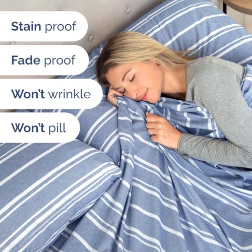 Flex Top Split Head King 4 Piece Sheet Set (42 - Blue Stripes 3 / Split Head/Flex Top)