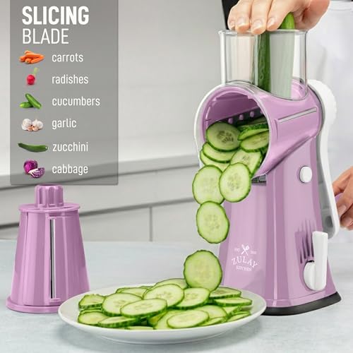 Rotary Cheese Grater Manual Hand Crank 5 Blade Shredder