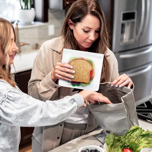 10 Pack Dishwasher Safe Reusable Sandwich Bags (10 Pack-10 Sandwich / White)