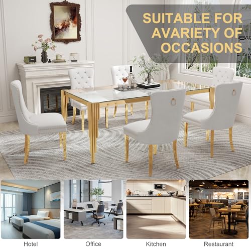 78'' Modern Glass Dining Table for 6 (Gold-clear / Rectangle-78.74" L x 39.37" W x 29.53" H)