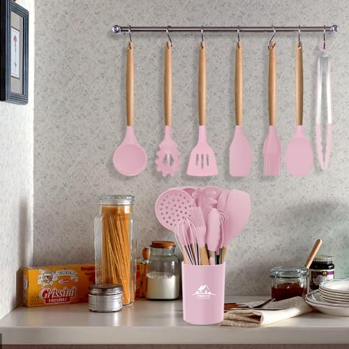 Silicone Cooking Kitchen Utensils Set (Pinky)