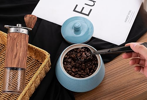 Small Kitchen Ceramic Canister Storage Jar with Lid Blue (Blue(ICE))