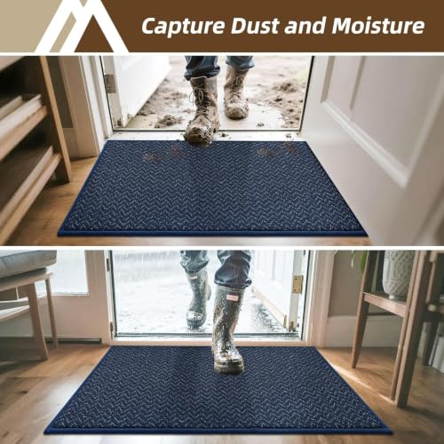 Dirt Trapper Door Mat 24"x36" Non Slip Washable Navy Blue