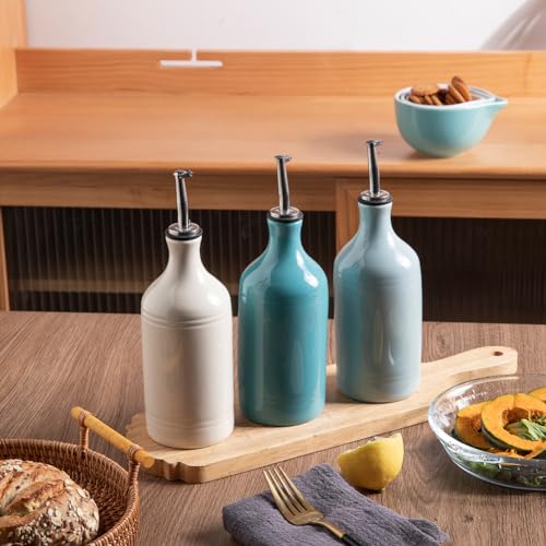 Sweejar Ceramic Olive Oil Dispenser Bottle (15.5 oz, Set of 1 / Beige)