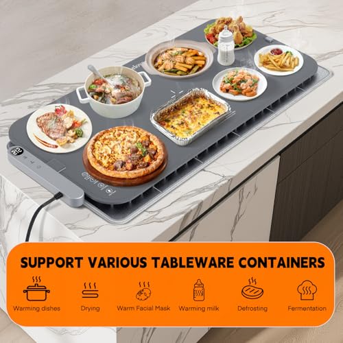 Warming Mat for Food (Dark-grey / XL: 35.8''×15.8'')