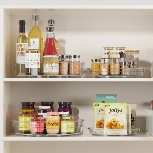 3 Pack Lazy Susan Organizer Turntable for Cabinet (Clear / 3 Pack 12in+10.6in+9.25in)