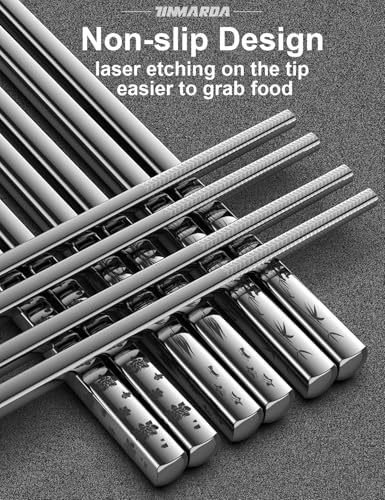 Metal Chopsticks Reusable 18 (Flower Silver 5 Pairs)