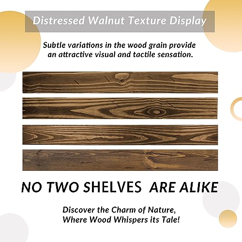 Distressed Floating Shelves 36 inch Long Set of 2 (Distressed Black Walnut / 36'' x 8''x 2''(set of 2）)