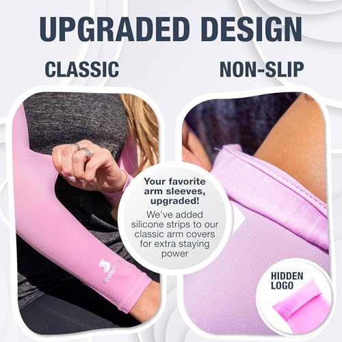 Non Slip Cooling Arm Sleeves for Men & Women (1 Pair: Pink / One Size)