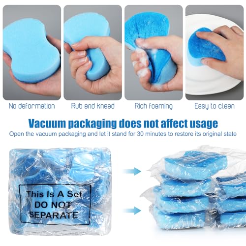120 Pcs Individually Wrapped Sponges Kitchen Bulk Non Scratch Scouring Sponges for Dishes Household Cleaning Travel Apartments Hotel Car (Blue)