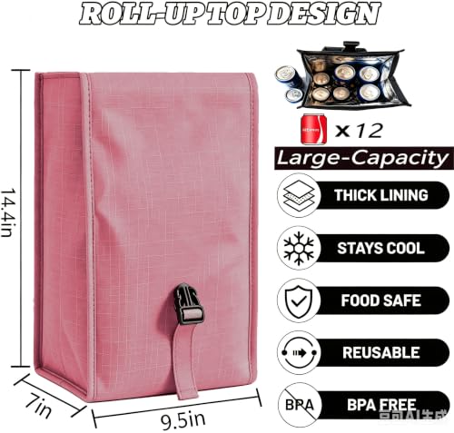 Insulated Foldable Lunch Bag (Pink(Hard Fabric))
