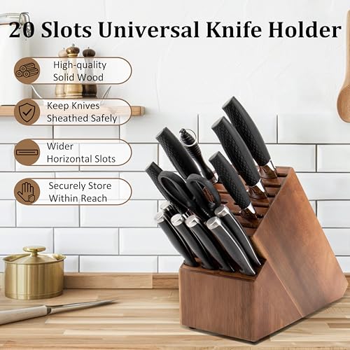 Knife Block for Kitchen Countertop (Brown-20 Slot)
