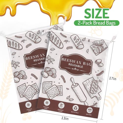 2 Pack Beeswax Bread Bags for Homemade Bread