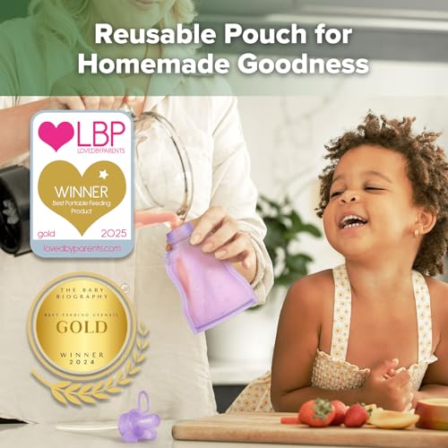 Silicone Yummy Pouch Reusable Baby Food Pouch (Lavender / 2-Pack)
