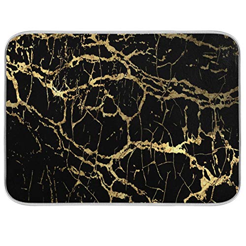 Super Absorbent Dish Drying Mat (Black Gold Marble / 18" x 24")