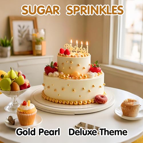 Edible Gold Pearl Sprinkles for Cake Decorating (Gold Pearl)