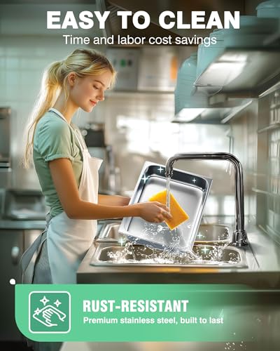 Stainless Steel Steam Table Hotel Pans Set 1 (6" Deep / 1/2 Size Thickened)