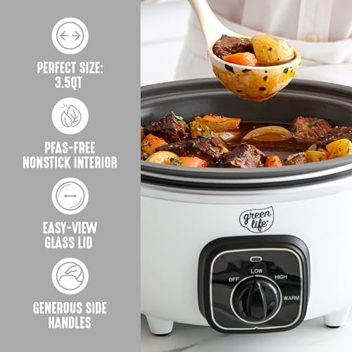 3.5QT Ceramic Nonstick Slow Cooker (White / 3.5 Quarts)