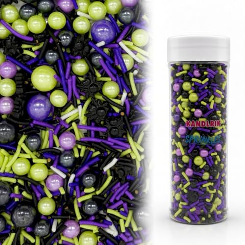 Green & Black & Purple Spiders Sprinkles Mix Size Halloween Themed Cake Decorations Cupcake Toppers Perfect for Wedding Valentine Supplies 4.58OZ (Green&Black&Purple-Spider)