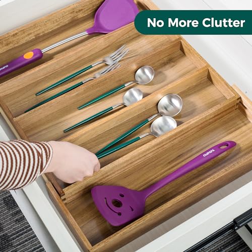 Acacia Kitchen Drawer Organizer Expandable (Acacia / Large)
