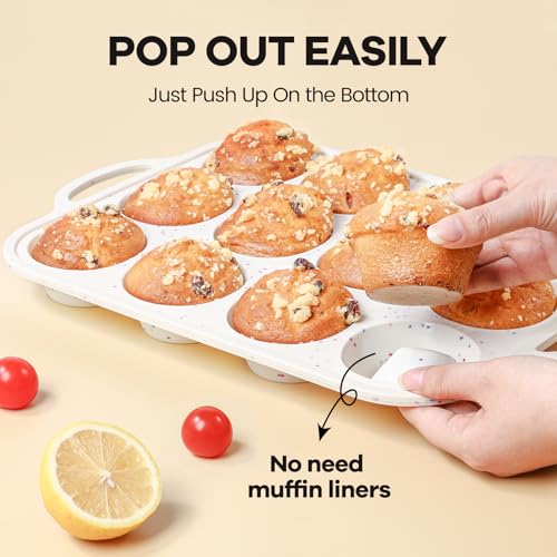 Silicone Muffin Pans for Baking 1 Pack (Standard: 12 Cups)