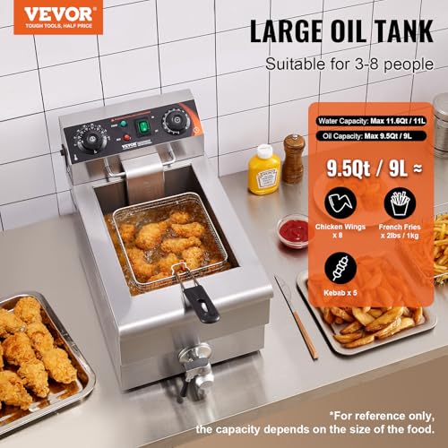 Commercial Deep Fryer (Upgraded with Timer & Oil Filtration / Single Fryer)