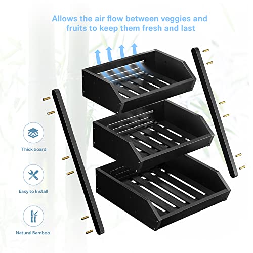 3 Tier Fruit Basket for Kitchen Counter (Black / 3-Tier)