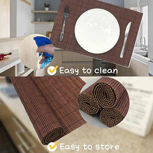 8 Pack 17.7x11.8 Bamboo Placemats (Chocolate / Set of 8)