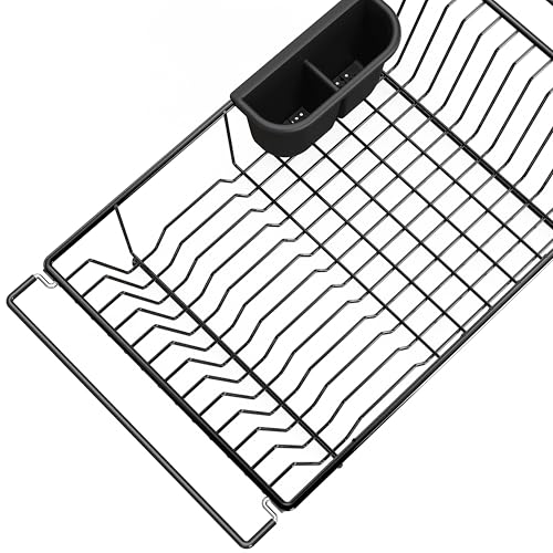 Large Stainless Over Sink Counter Dish Drainer Rack (Large / Black)