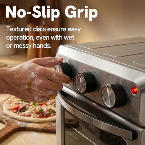 6-in-1 Air Fryer Toaster Oven Combo, Compact 12.7 QT Small Countertop Convection Oven, Fits 9" Pizza & 4 Toast, Hexagon Hybrid Heating, Enamel Baking Pan Included, Stainless Steel Finish (12.7-QT Brushed Stainless Steel Finish)