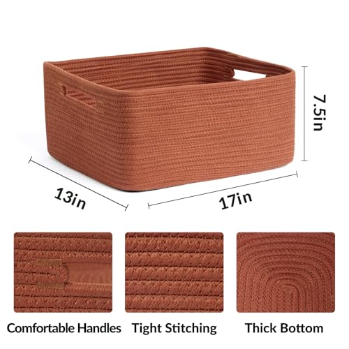 Large Storage Baskets for Organizing (4pcs-L17×W13×H7.5" / Oxide Red)