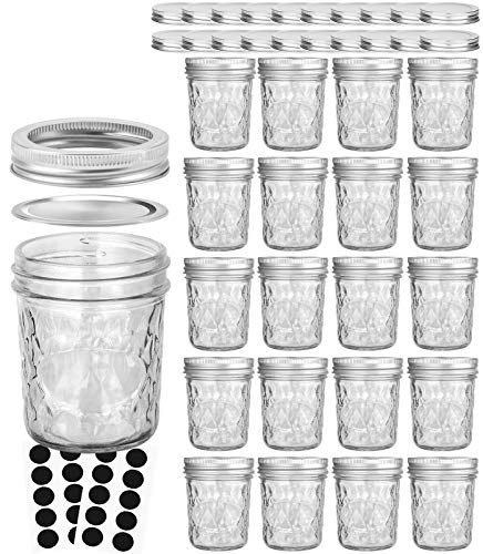 Mason Jars 20 PACK 6oz Canning Mason Jars Jelly Jars With Lids (20 Pack 6oz Extra 20 Lids)