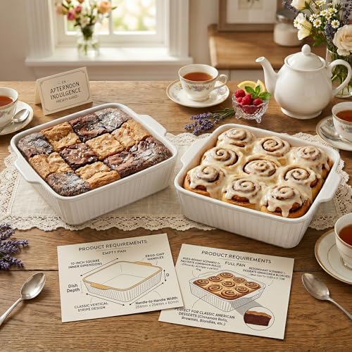 10" Square Ceramic Casserole Dish Set of 2 (2 Count)