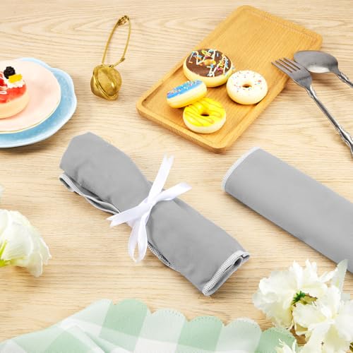 6 Pcs Anti Tarnish Silverware Storage Bags Felt (6 Slots / Gray)