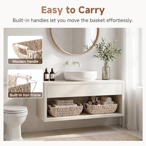 Wicker Baskets for Storage (White(Water Hyacinth) / Medium)