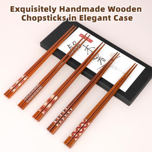Handmade Japanese Chopsticks Reusable Natural Wooden Chopstick with Box (Natural Wood)